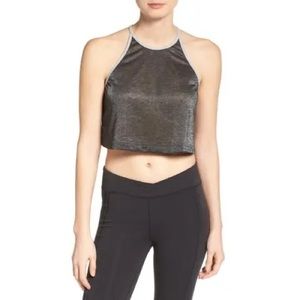 Free People Movement Retrograde Gray Shimmer Top
